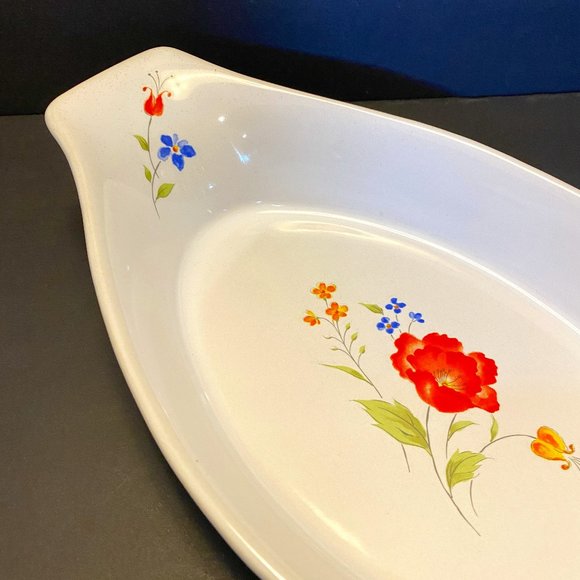 Vintage White Serving Dish Northland Japan Floral Pattern Oval - Picture 2 of 4